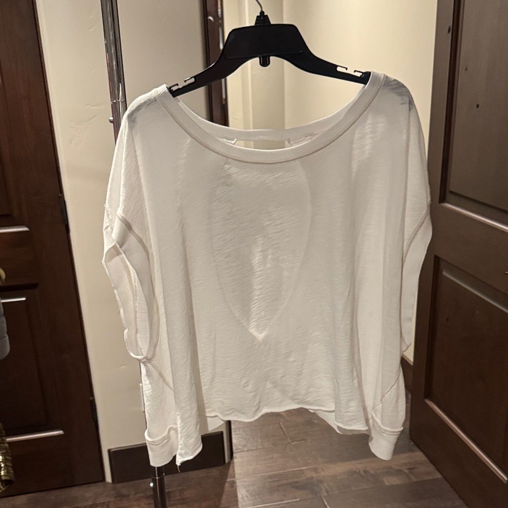 FP Movement by Free People Cream Boxy Lightweight Pullover